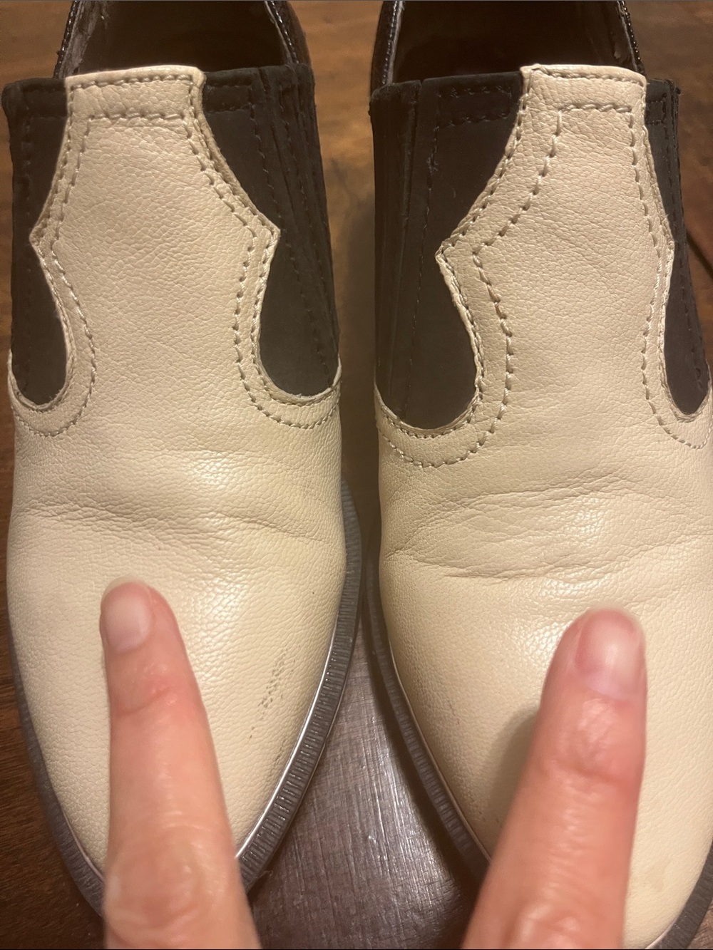 Cream and Black Bedazzled Western-Inspired Leather Booties - Picture 8 of 10